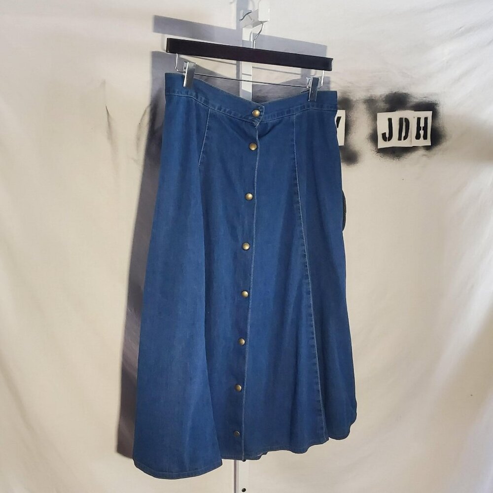 Vintage Denim Skirt with Snap Front